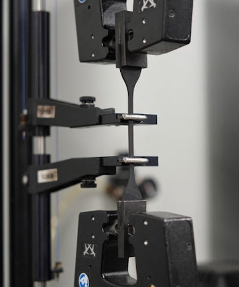 Rubber suppliers test their materials to ensure they meet demanding specifications. Here rubber is stretch tested.