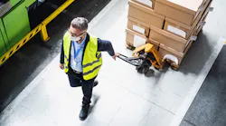 Warehouse worker with facemask