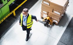 Warehouse worker with facemask Warehouse worker with facemask