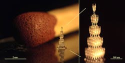 A 3D-printed pyramid of champagne flutes. A 3D-printed pyramid of champagne flutes.
