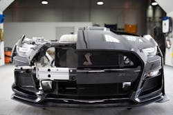 Unmasking the front end of the Mustang Shelby GT500.