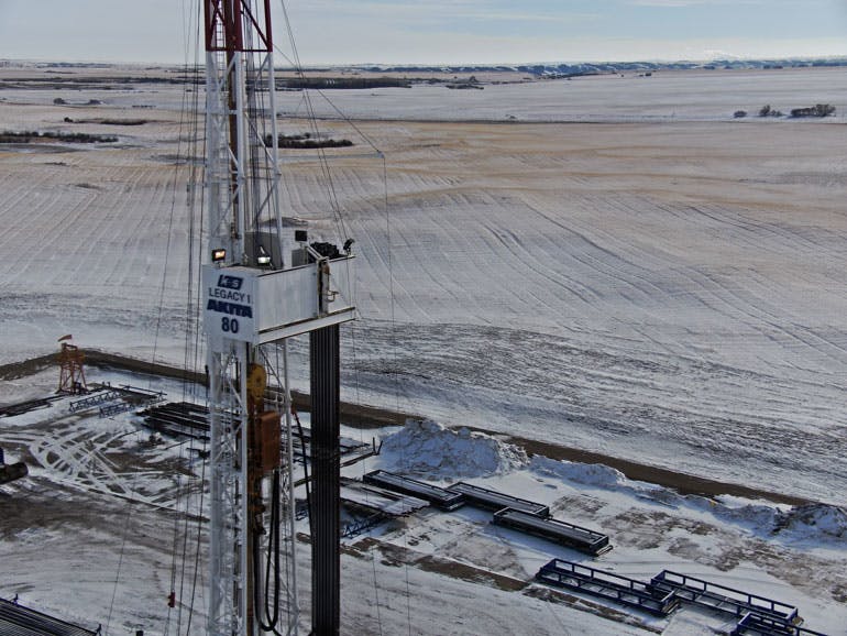 A rig in Canada used by AKITA Drilling to mine potash was retrofitted with a plastic energy chain that operates in the toughest weather conditions.