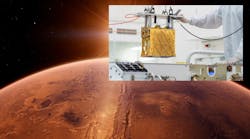 View of Mars with inset photo of Moxie