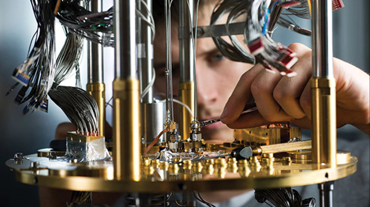 Person working on quantum computer