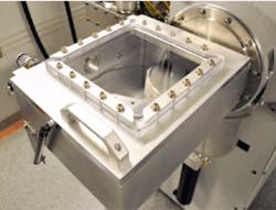 An aluminum ultra-high-vacuum chamber used in the semiconductor industry delivers low hydrogen, speedy pump downs (lowering pressure), maneuverability and even bake outs. An aluminum ultra-high-vacuum chamber used in the semiconductor industry delivers low hydrogen, speedy pump downs (lowering pressure), maneuverability and even bake outs.