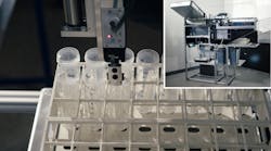 Tubes in a tray, with inset photo of the Tekmill CTF-COV Tubes in a tray, with inset photo of the Tekmill CTF-COV