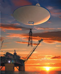 Renderings of an A600 delivering an oil-drilling rig to an offshore platform. Renderings of an A600 delivering an oil-drilling rig to an offshore platform.