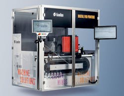 Due to the integrated XTS transport system from Beckhoff, the Graniten Digital Pad Printer is compact at just 2.0 x 1.2 x 1.9 m. Due to the integrated XTS transport system from Beckhoff, the Graniten Digital Pad Printer is compact at just 2.0 x 1.2 x 1.9 m.