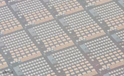 The InP DFB laser diodes are bonded onto a 300-mm silicon photonics wafer with an alignment precision within 500 nm. The InP DFB laser diodes are bonded onto a 300-mm silicon photonics wafer with an alignment precision within 500 nm.
