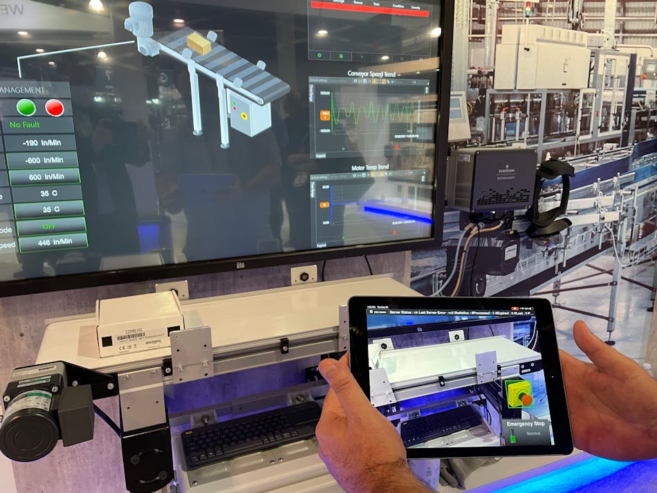 Augmented reality using a tablet was on display in Las Vegas at Pack Expo 2021. The three-day event concludes Wednesday.