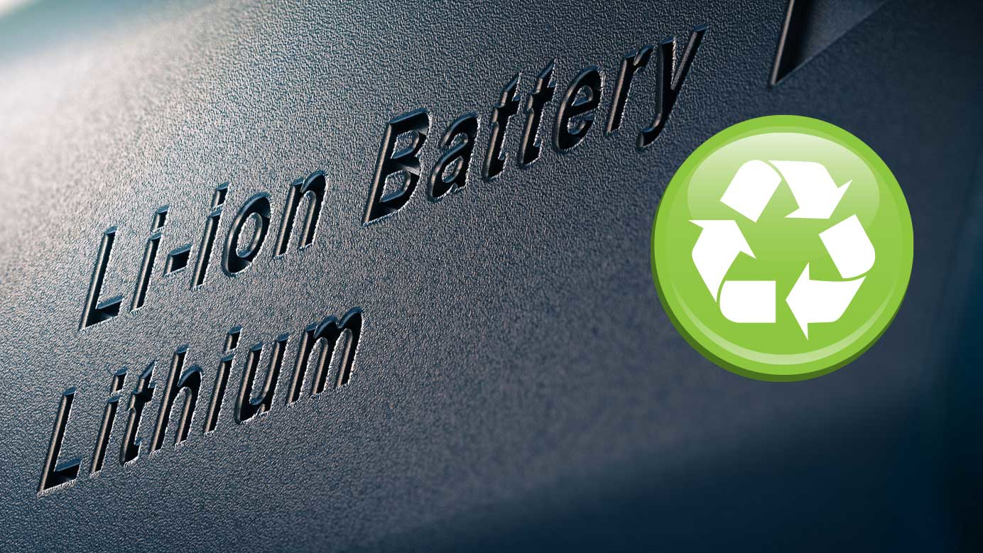 Li-ion battery with inset recycling symbol