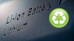 Li-ion battery with inset recycling symbol