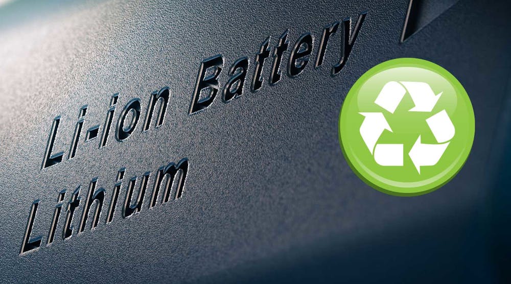 Li-ion battery with inset recycling symbol