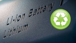 Li-ion battery with inset recycling symbol Li-ion battery with inset recycling symbol