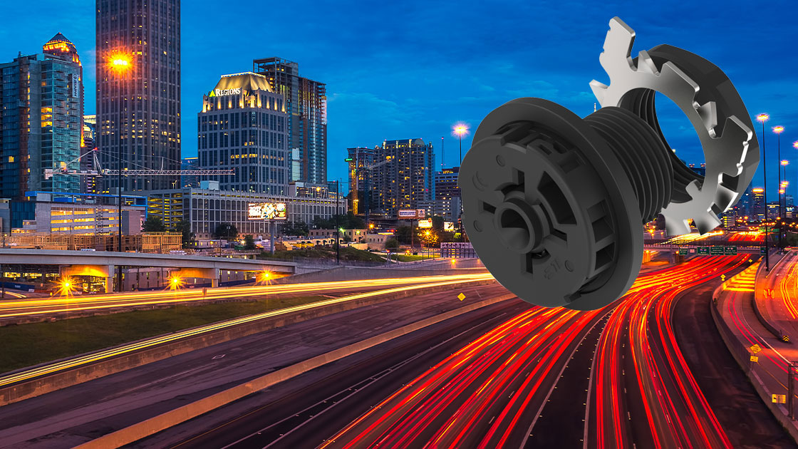 City street with superimposed photo of LUMAWISE connector