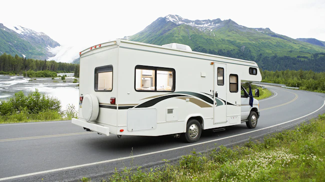 Recreational vehicle on the road