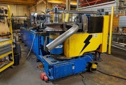 For large-diameter, rotary draw (or mandrel) bending, Sharpe Products relies on its 130- and 150-mm all-electric, multi stack CNC benders from Unison. For large-diameter, rotary draw (or mandrel) bending, Sharpe Products relies on its 130- and 150-mm all-electric, multi stack CNC benders from Unison.