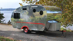 Retro-themed travel trailer