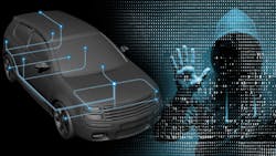 Illustration collage of automotive cybersecurity Illustration collage of automotive cybersecurity
