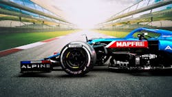 Alpine F1 superimposed over photo of racetrack Alpine F1 superimposed over photo of racetrack