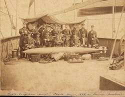 The Whitehead torpedo, an 1860s conception of Giovanni Luppis of the Austro-Hungarian Navy, was the first that travelled to its target under its own power. Until then, “torpedoes” were unpowered and more like marine mines. A three-cylinder compressed-air motor provided locomotion. The Whitehead torpedo, an 1860s conception of Giovanni Luppis of the Austro-Hungarian Navy, was the first that travelled to its target under its own power. Until then, “torpedoes” were unpowered and more like marine mines. A three-cylinder compressed-air motor provided locomotion.