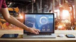 Engineer touching laptop Engineer touching laptop