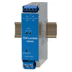 TDK-Lambda’s compact DRM40 Series DIN Rail Redundancy Modules are rated for 20-40A, 200mV voltage drop and 50% peak current in temperatures spanning −40C to +70C and in the standard mounting orientation. TDK-Lambda’s compact DRM40 Series DIN Rail Redundancy Modules are rated for 20-40A, 200mV voltage drop and 50% peak current in temperatures spanning −40C to +70C and in the standard mounting orientation.