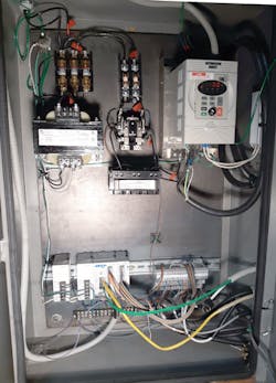 The AutomationDirect components were installed into a compact, easily accessible control panel.