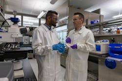 Kalaivanan Loganathan (left) and Professor Thomas Anthopoulos hope to integrate their diodes into radio-frequency circuits, ID tags and wireless energy harvesting devices.