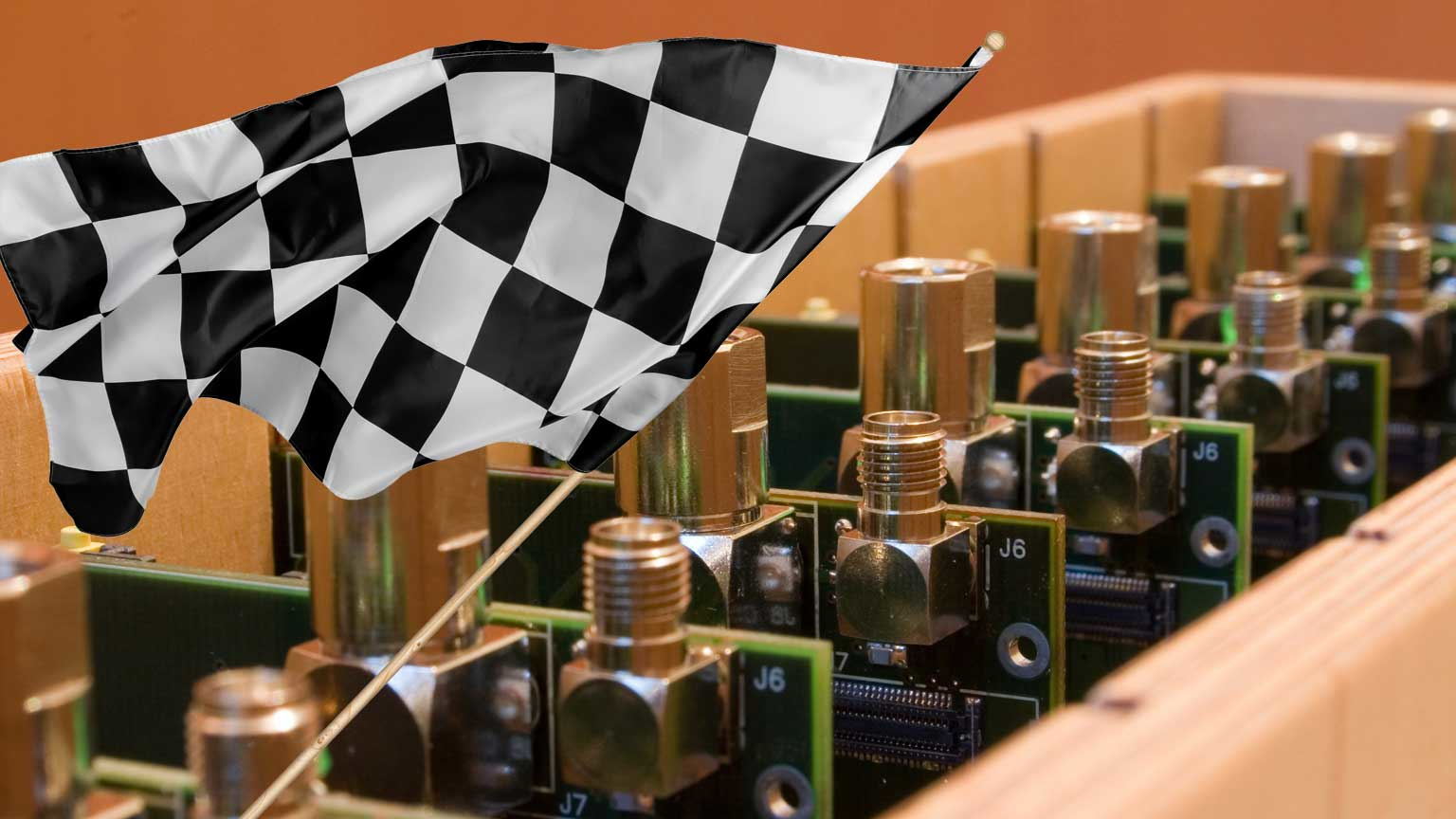 Electronic manufacturing with checkered flag