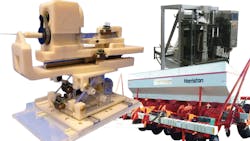 Collage of farm equipment, packaging macine and piezoelectric actuated robot Collage of farm equipment, packaging macine and piezoelectric actuated robot