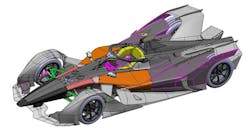 The CAD model of the GEN 2 Formula E car clearly shows the halo over the driver’s cockpit and the lack of aerodynamic wings up front and in the back. The CAD model of the GEN 2 Formula E car clearly shows the halo over the driver’s cockpit and the lack of aerodynamic wings up front and in the back.
