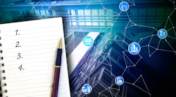 Artist's rendition of the Industrial Internet of Things (IIoT) with '4 tips' list