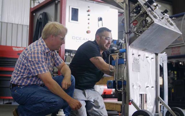 After working on large subsea offshore oil and gas drilling projects for several decades, Santiago Gomez (right) believed that he had learned the nuances of the complex processes involved and wanted to improve his current equipment. Past iterations of the equipment had flaws in their design, so instead of simply purchasing a new unit when his company needed one, Gomez decided to build his own hydraulic power unit (HPU) with Swagelok&rsquo;s help.