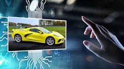 Chevrolet Corvette inset on artist's representation of wireless Chevrolet Corvette inset on artist's representation of wireless