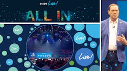 Cisco Live logo and Chuck Robbins Cisco Live logo and Chuck Robbins