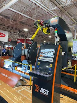 The AGT Beammaster for structural steel can robotically complete welds in a fraction of the time it would take a manual welder. The AGT Beammaster for structural steel can robotically complete welds in a fraction of the time it would take a manual welder.