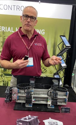 Doug Parentice, commercial leader for Moog Animatics at Automate 2022. Doug Parentice, commercial leader for Moog Animatics at Automate 2022.