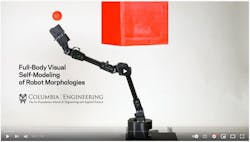 The learning progress of a robot arm trying to acquire a full-body 3D visual self-model. The learning progress of a robot arm trying to acquire a full-body 3D visual self-model.