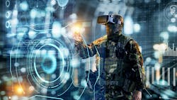 Soldier wearing virtual reality glasses Soldier wearing virtual reality glasses