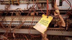 Out of service tag on wire