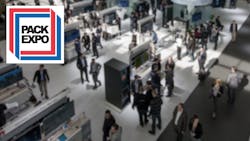 Trade show floor with Pack Expo logo Trade show floor with Pack Expo logo