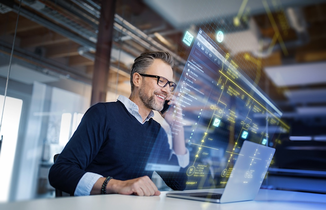 Engineer looking at display