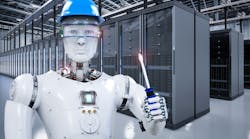 Robot working in server room