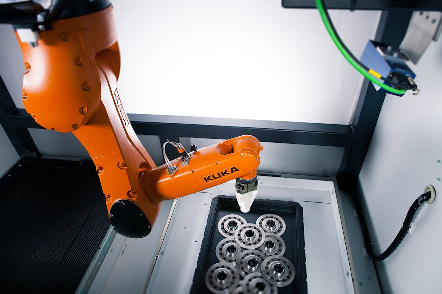 The use of combined technologies eliminates the need to organize the parts for the robot to see them, which allows for greater flexibility within the overall operation.