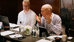 Bentley Systems colleagues Richard Irwin and Alistair Stubbs in discussion Bentley Systems colleagues Richard Irwin and Alistair Stubbs in discussion