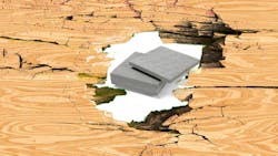 3M foam board pictured through hole in plywood 3M foam board pictured through hole in plywood