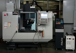 The Phillips additive hybrid system combines a Meltio wire-laser metal deposition head with a Haas TM-1 computer numerical control mill. The Phillips additive hybrid system combines a Meltio wire-laser metal deposition head with a Haas TM-1 computer numerical control mill.