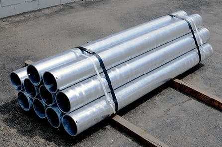 Cold rolled steel pipe bundled for shipment.
