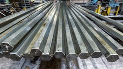 Bundle of hexagonal metal rods, hot rolled steel Bundle of hexagonal metal rods, hot rolled steel